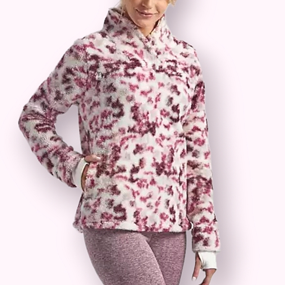 FREELY | Women's purple and white speckled pattern pullover sherpa sweater. NWT